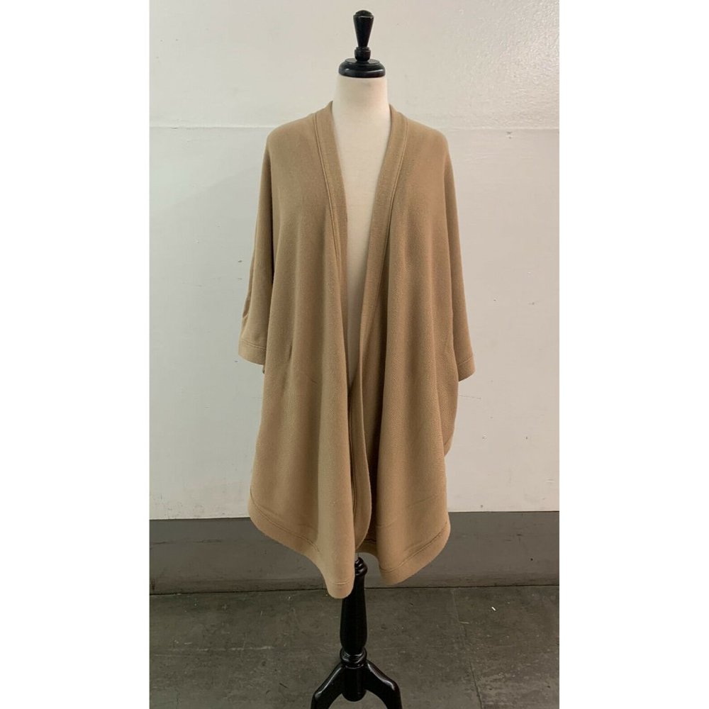 Nordstrom Knit Tan Cape Long Blanket Poncho 38” - Picture 3 of 9
